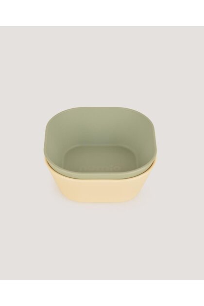 Square Baby Food Plate Set of 2 Sage Green - Vanillia