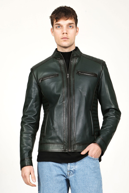 E1055/A Real Leather Men's Coat Green
