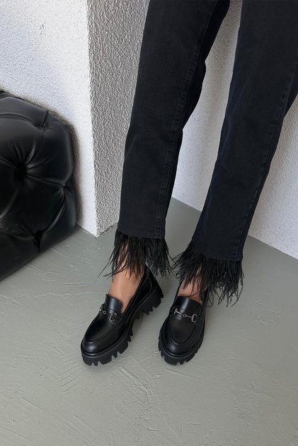 Pantofi mocasin din piele naturală Jinx pentru femei, negri