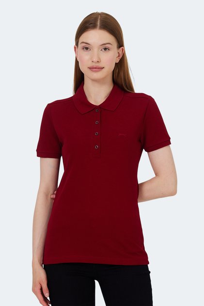 Vera I Women's Polo Neck Burgundy T-Shirt
