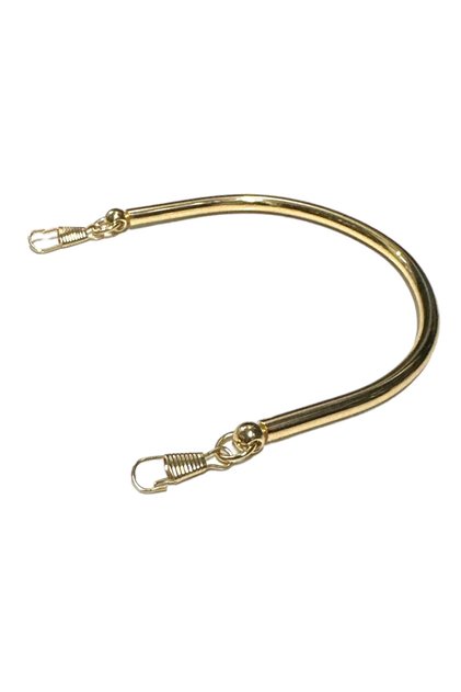 Gold evening bag with metal handle and strap