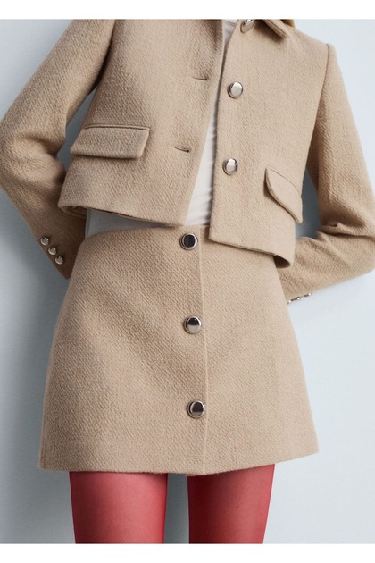 Düğme Detaylı Mini Etek - 1