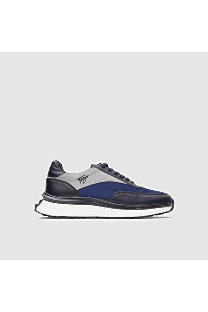 Erkek Lacivert Süet Hakiki Deri Spor Sneaker Ayakkabı [TG052126]