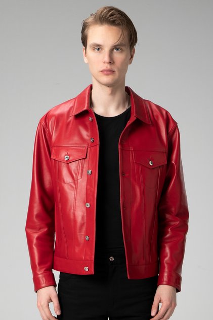 Sydney Men's Sports Genuine Leather Jacket Red