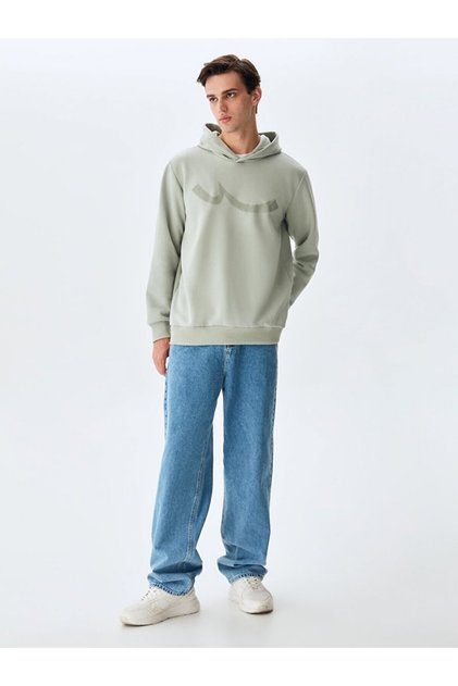 Sıgnli Hooded Zipperless Regular Fit Green Sweatshirt