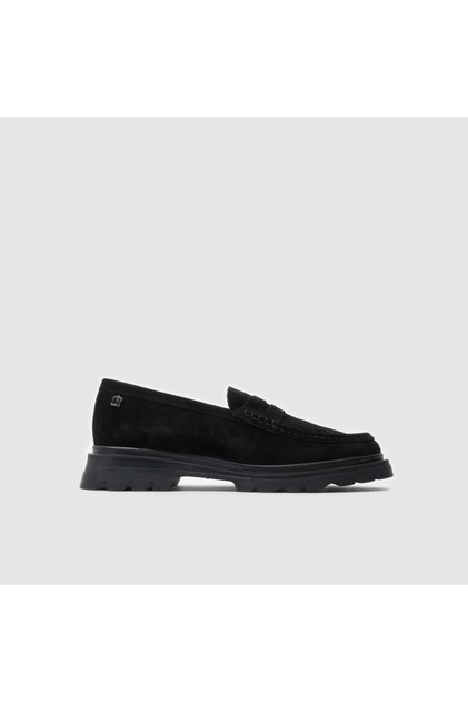 Siyah Süet Kadın Loafer Ayakkabı [TG060053]