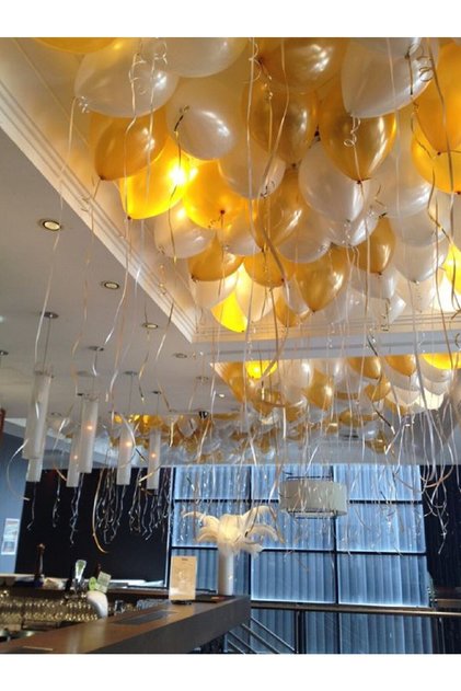 Adult Birthday Party Flying Balloon Look Ceiling Sticking Balloon Set Gold - White