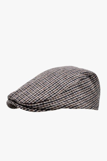 Micro Brown Patterned Lined Wool Cap Hat