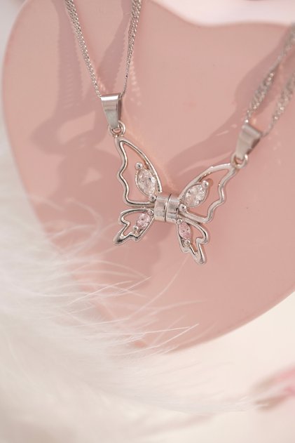 Mariposa Magnetic Friendship Necklace Steel 2 Pieces