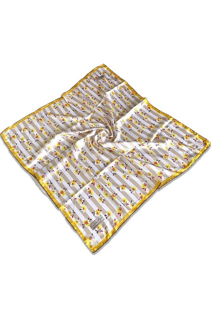 Sarı Çiçek Desen Classical Eşarp 1842-01 34456