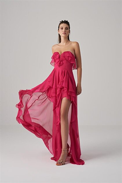 alchera gowns evening & cocktail dresses ALCHERA CHIFFON EVENING DRESS- Trendyol