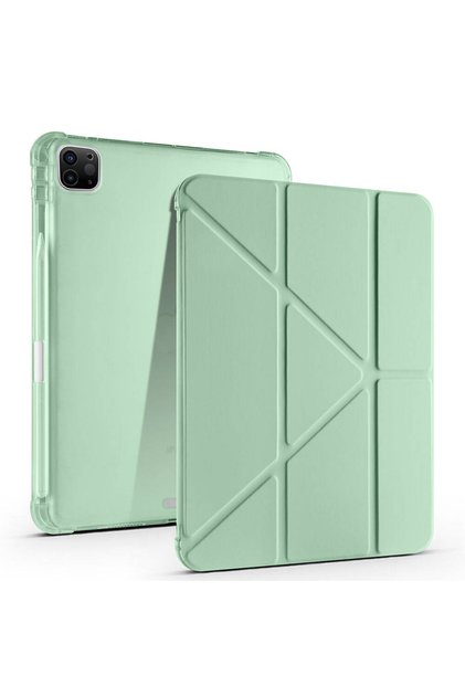 Apple iPad Pro 11 inç 3.Nesil M1 2021 Uyumlu Kılıf Üçgen Katlanabilir Kalem Şarj Bölmeli Kılıf