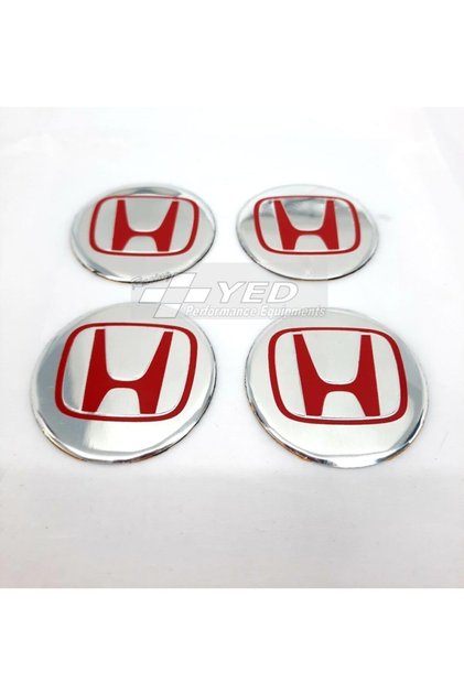 Honda Jant Göbeği Arması 54mm Kırmızı Silver 4 Lü Set