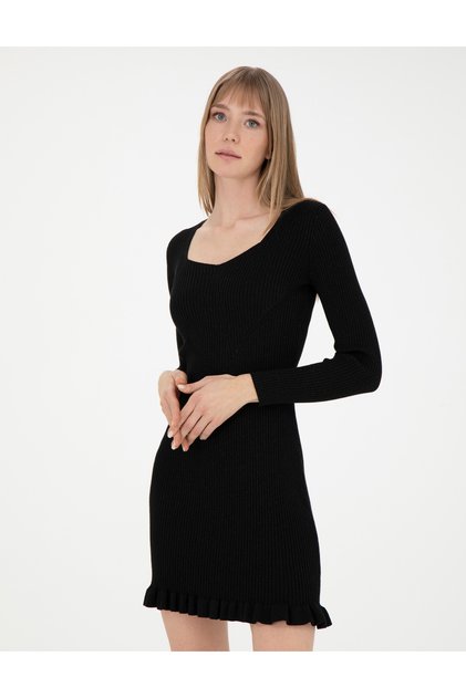 Siyah Extra Slim Fit Triko Elbise 50280230-VR046