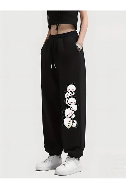 Kawaii Panda Baskılı Spor eşofmanaltı