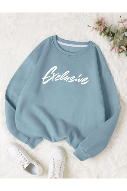 Exclusive Printed Oversize Crew Neck Sweatshirt