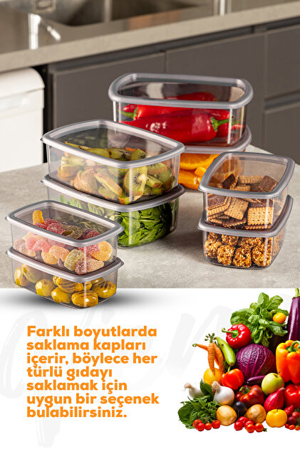 Evlinya 8'li Hava Geçirmez Saklama Kabı Seti Antrasit 2x(250-500