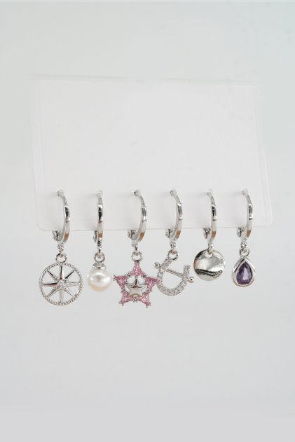 Women's Star Figure 6-Piece Zircon Set Earrings