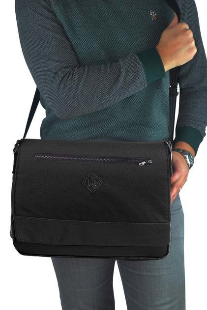 Pıng Unisex 15 Inch Laptop, Çapraz Ve Omuz Postacı Çantası - Siyah