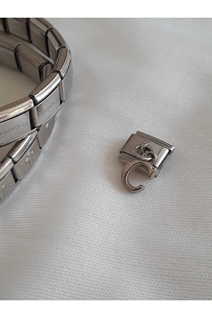 C Letter Steel Italian Charm