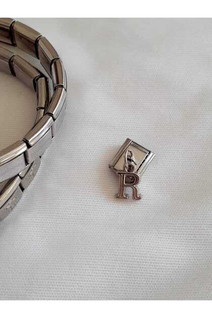 R Harfli Çelik Italyan Charm