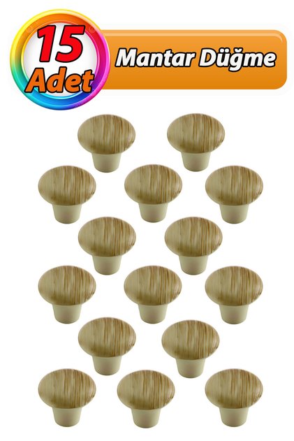 15 Pieces of Hard Plastic - Mushroom Button Handle, Beech Cabinet and Drawer Door Furniture Kitchen Cabinet