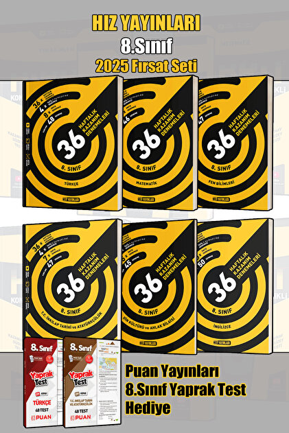 Hız Yayınları 8. Sınıf Tüm Dersler 6'lı 36 Haftalık Kazanım