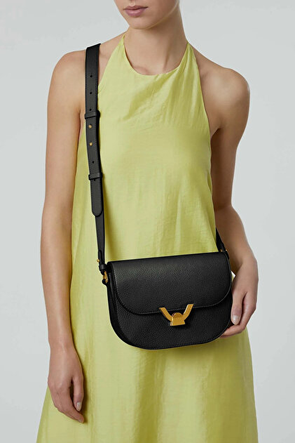 Coccinelle Women's Black Leather Shoulder Bag 23 cm- Trendyol
