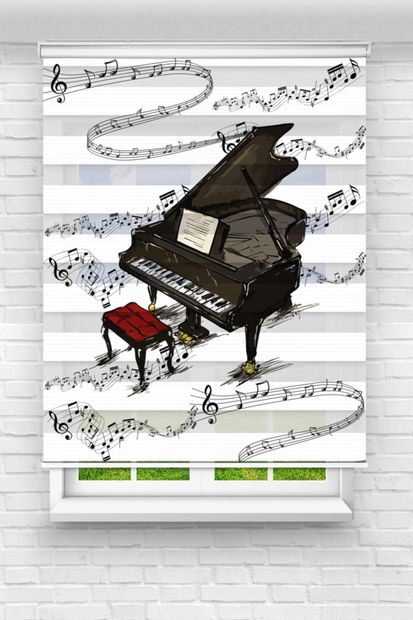 Perdecizade Piano Baskılı Zebra Perde 140x240 cm - 1