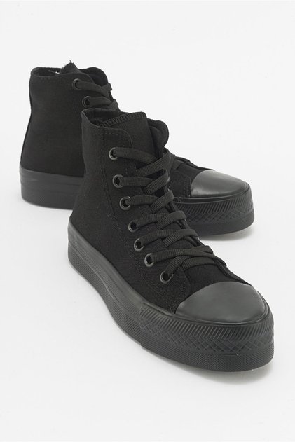 Thick Sole Long Linen Women's Sports Shoes BLACK BLACK