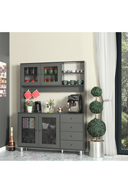 PASİFİC HOME Grano Kahve Köşesi Çok Amaçlı Kiler Dolabı, 140 Cm