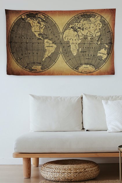 Wall Cloth Old Wintage World Map Quality Canvas Wall Tapestry-4057