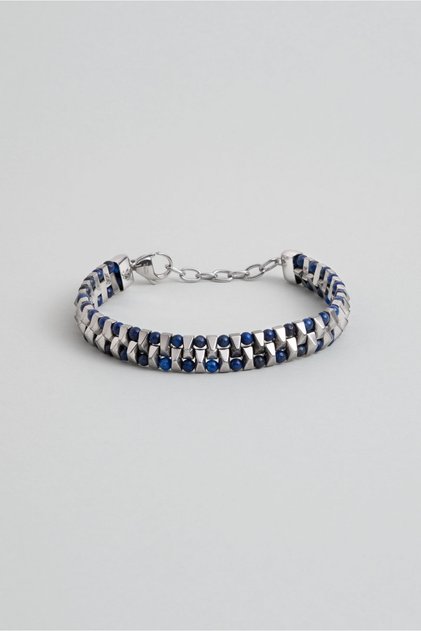 21 cm Steel Men's Bracelet with Lapis Stone