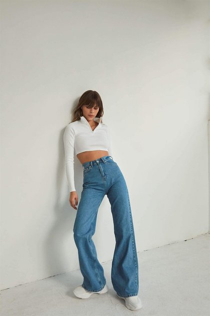 Long Wide Leg Jean Blue
