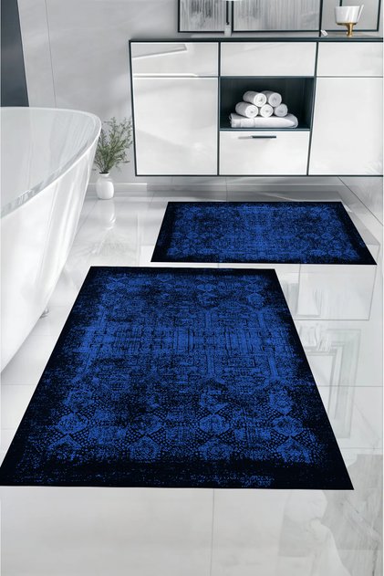 Digital Printed Washable Non-Slip Base Classic Model Bath Mat Toilet Set
