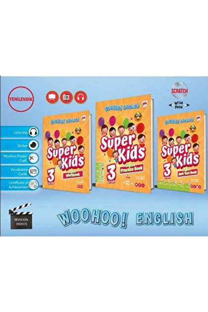 Super English Workout 教材3セット　L1 ×1、L2×2 Kırmızı Beyaz Yayınları Kırmızı Beyaz Yayınlar 3. Sınıf Woohoo