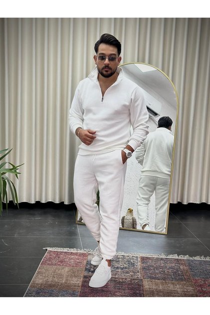 طقم رياضي برقبة بولو بسحاب للجنسين