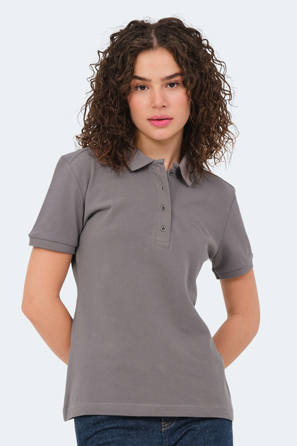 Vera I Women's Polo Neck Dark Gray T-Shirt