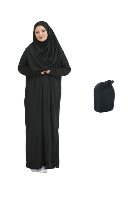 Costum pentru rugăciune cu eșarfă, îmbrăcăminte pentru hijab, turban, haine musulmane - negru