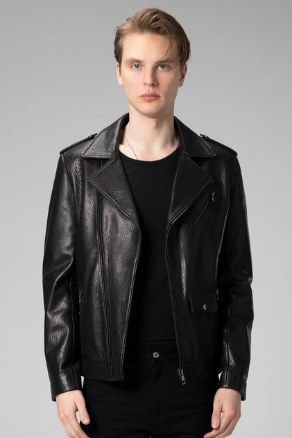 Palermo Jumbo Leather Biker Men's Jacket Black