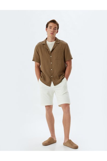 Chino Shorts with Short Pocket Detail, Cotton Blend
