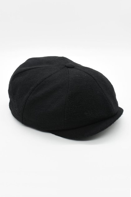 Men's British Style Wool Hat Black Cap