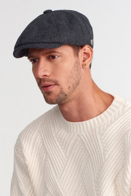 Men's Dark Gray Herringbone Cap 8 Piece Peaky Blinders Hat