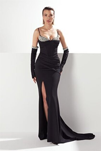ALCHERA Stone Corded Shiny Evening Dress- Trendyol ALCHERA Stone Corded Shiny Evening Dress- Trendyol