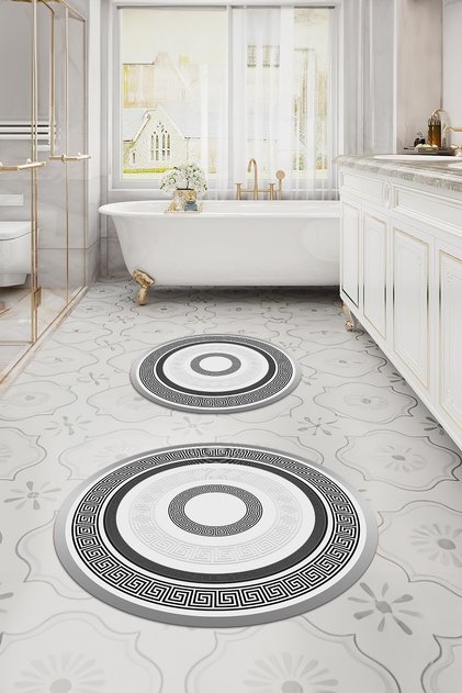 Digital Washable Non-Slip Base Classic Model Round Bath Mat Toilet Set