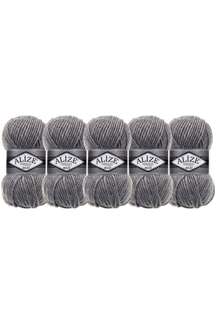 Superlana Maxi Thick Knitting Yarn Sweater Cardigan Vest Sweater Can Be Made 5X100=500Gr 21 Gray Melange