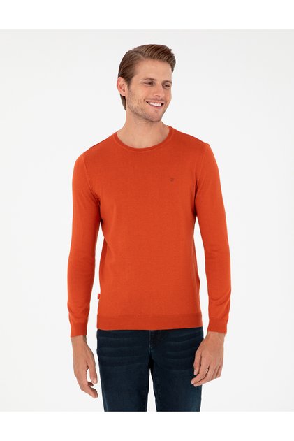 Orange Slim Fit Crew Neck Basic Knitwear Sweater 50296621-Vr051