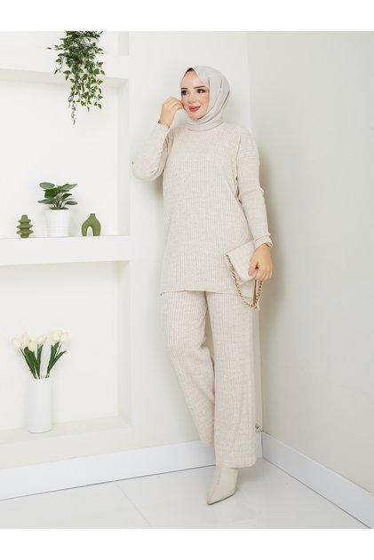 Wonderful Knitted Knitwear with Knitted Detail, Comfortable and Stylish Two-Piece Set