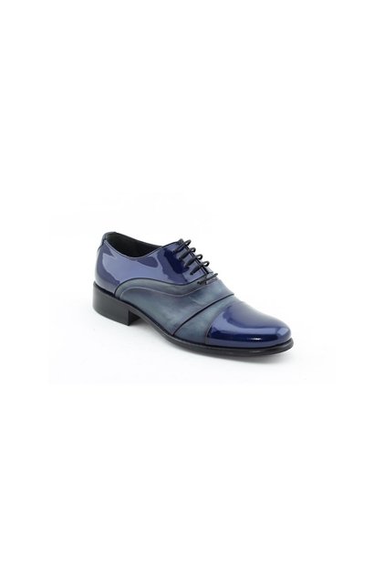 Hld 2052 special production genuine leather men's shoes navy blue patent leather