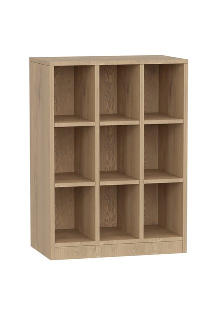 Wooden Display Shelves with 9 Storage Compartment, Freestanding, Light Imperia
